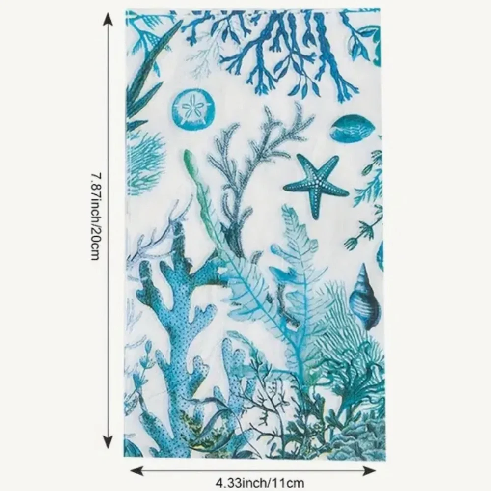 Two (2) Individual Ocean Sea Life Themed Guest Towel Sz Paper Decoupage Napkins